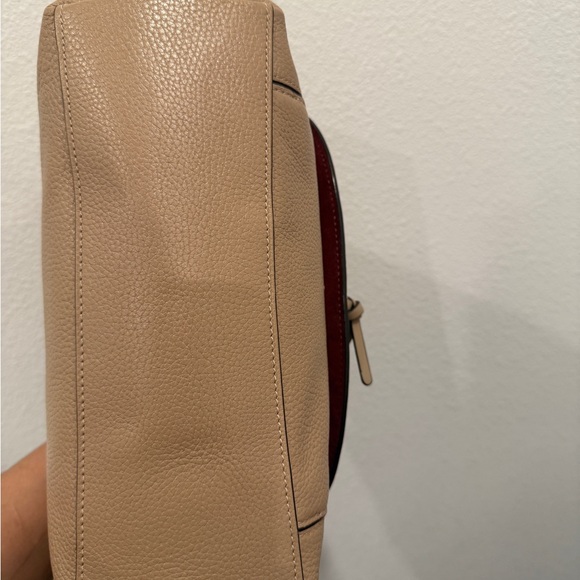 Coach Beige Leather Shoulder Bag with Floral Accents - Picture 5 of 6